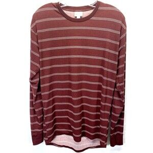 LULAROE Women Top Size XS Rust Stripe Stretch JERSEY KNIT Hi-Lo Hem LONG SLEEVE